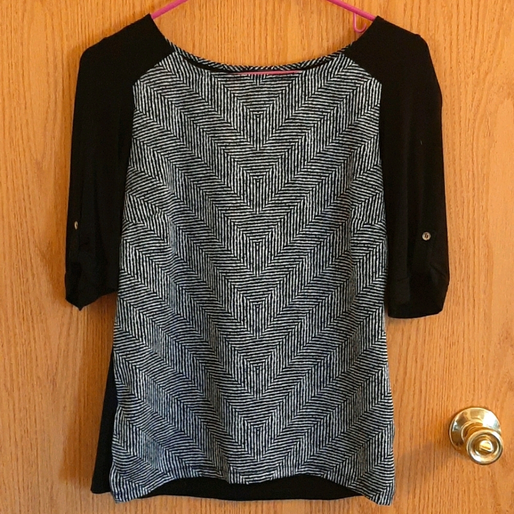 Black and White Blouse